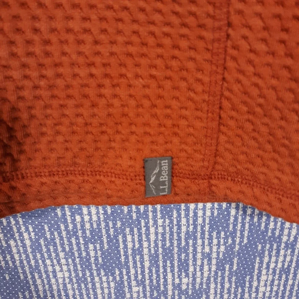 L.L. Bean Sweater Mens XL Tall Orange Pullover 1/4 Zip Waffle Knit Mock Neck